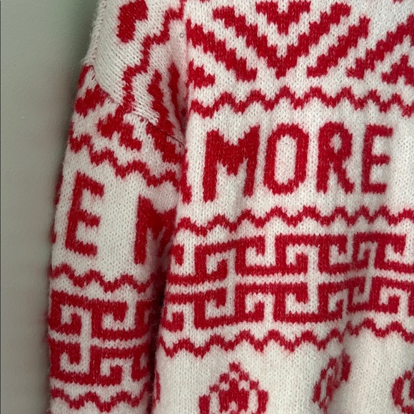 H&M Jacquard-knit Sweater Red White Amore Hearts Size XL Blogger FAVE - Picture 9 of 9